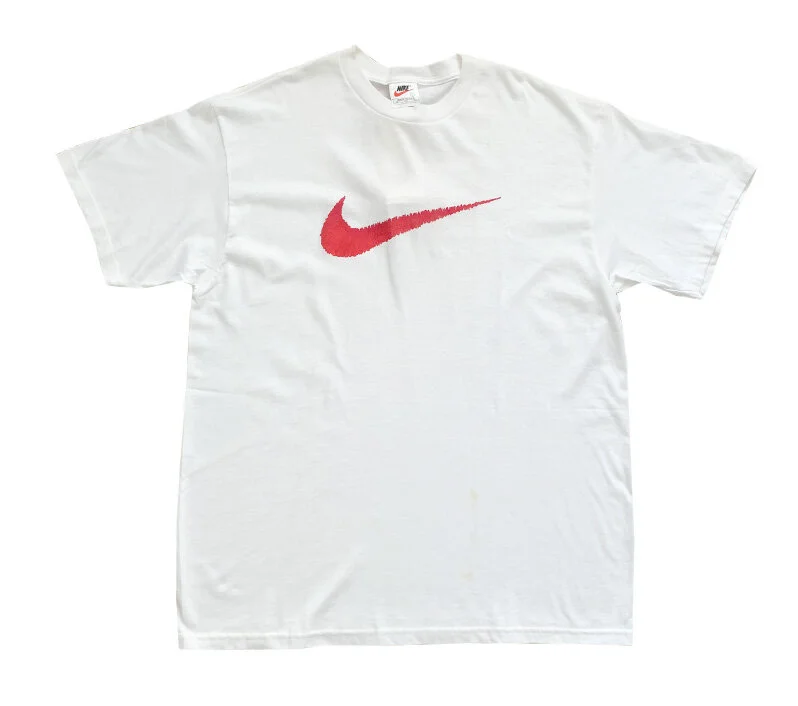 ウェア 90s Nike Red Swoosh Jersey T-Shirt Vintage 90s NIKE Team Swoosh Striped Soccer Jersey Shirt Red